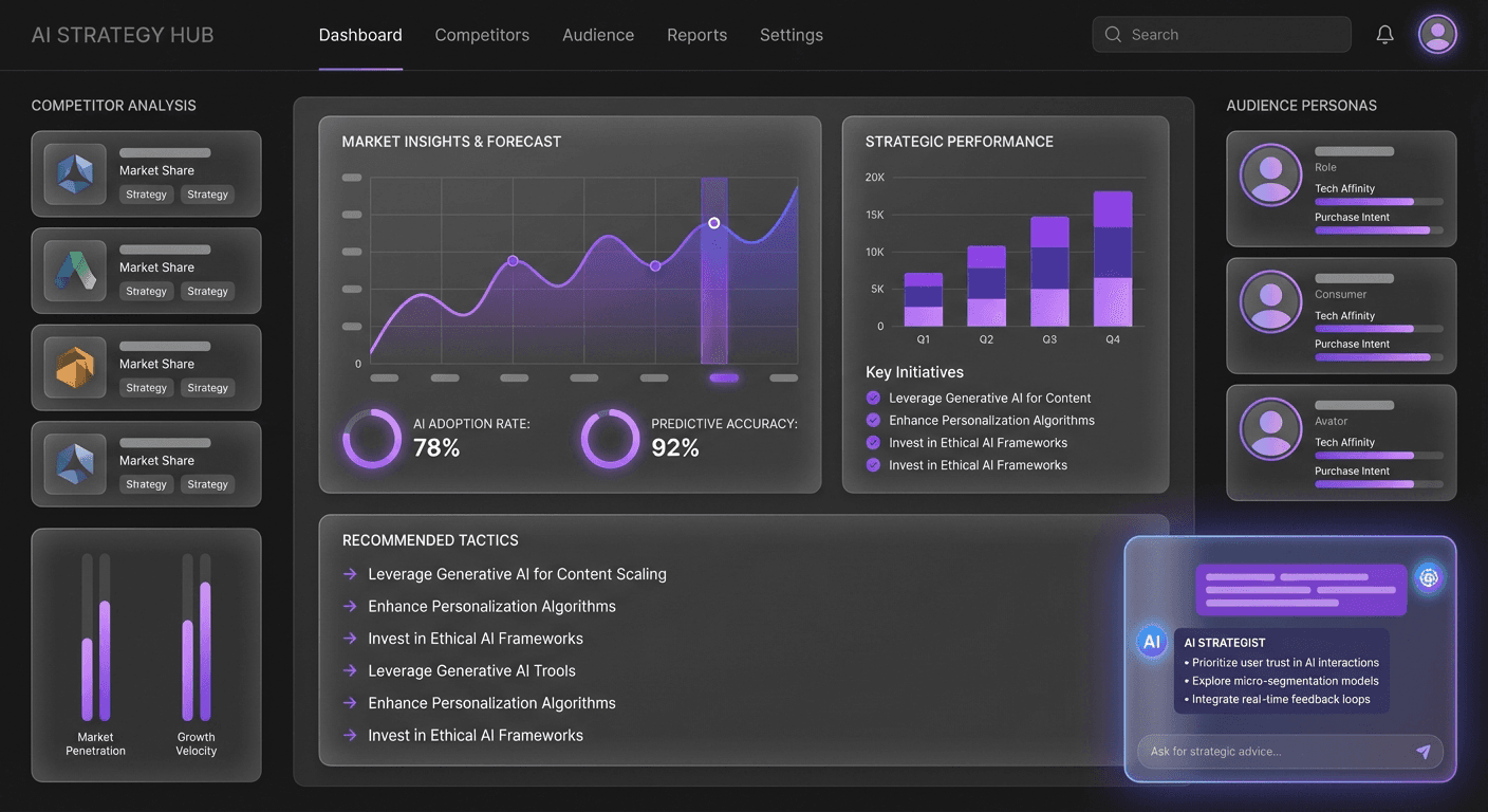 AI Strategy Agent analyzing market data and building a custom marketing plan